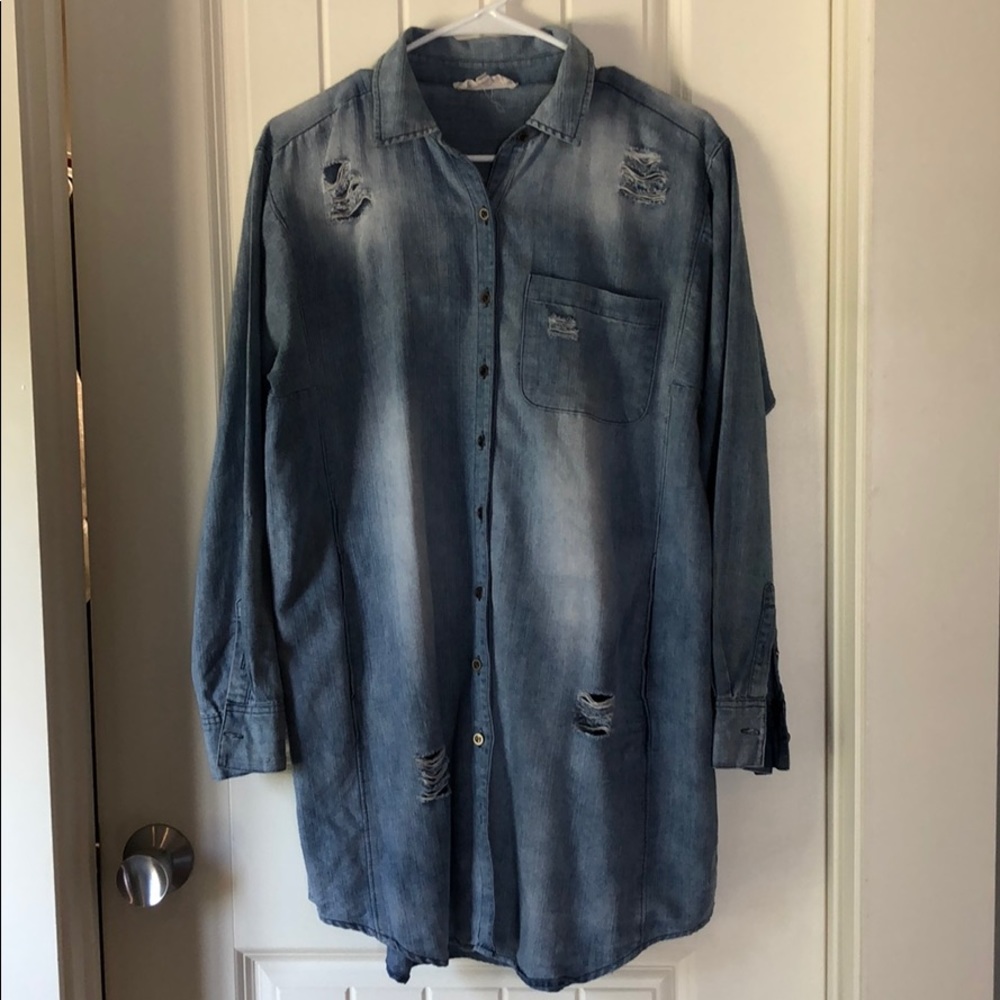 En creme denim  mini dress